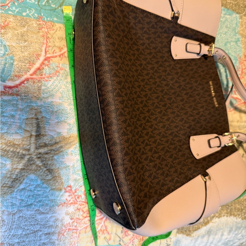 Michael Kors Brown and Pink Satchel with Structured Design